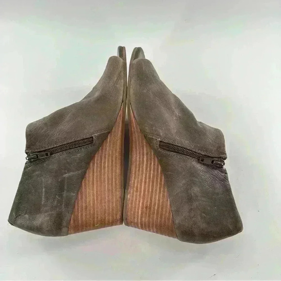 Lucky brand womens ankle booties size 38.5 gray leather dorsay wedge boots - Picture 6 of 11